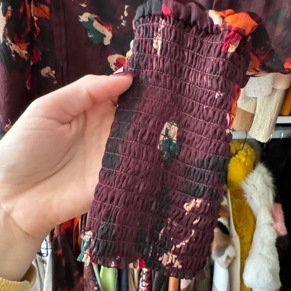 Walter Baker- Burgundy Floral Turtleneck Longsleeve Blouse - Picture 4 of 8